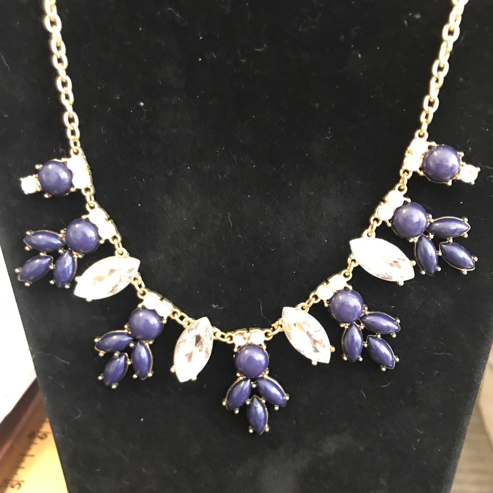 Navy and clear statement necklace